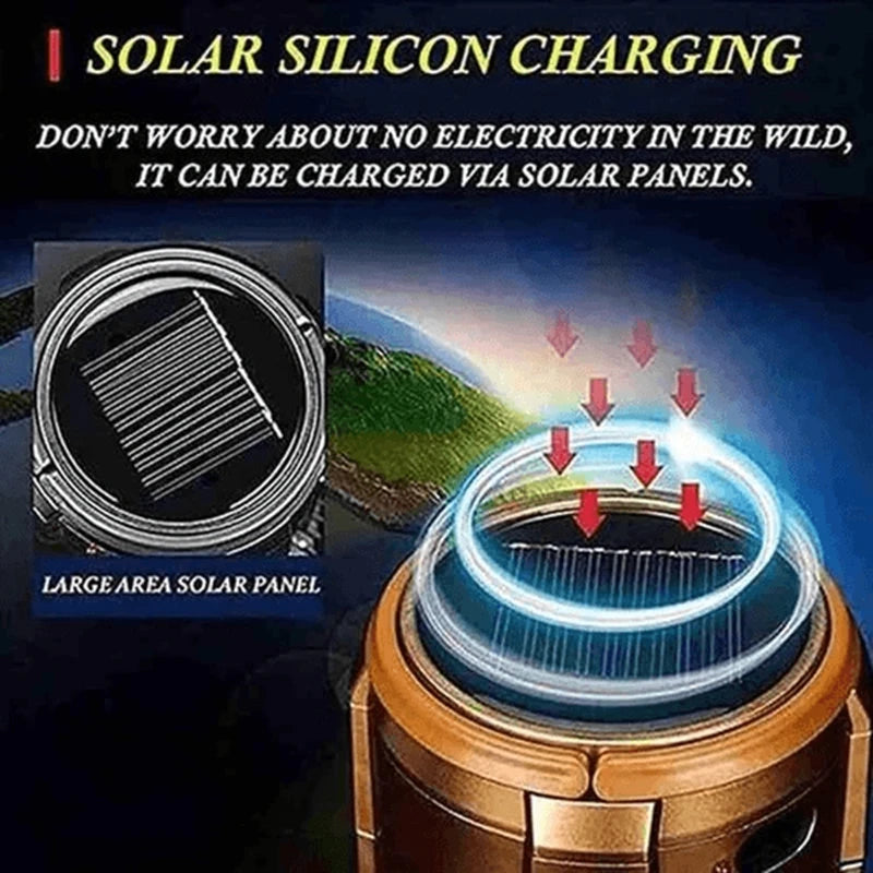 Solar Camping Lantern With Fan Portable Stretchable Electric Fan Emergency Light Outdoor Lighting Rechargeable LED Tent Light